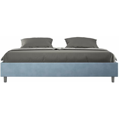 Letto Matrimoniale Extra Large Sommier 200x200 cm con Rete Azelia Azzurro
