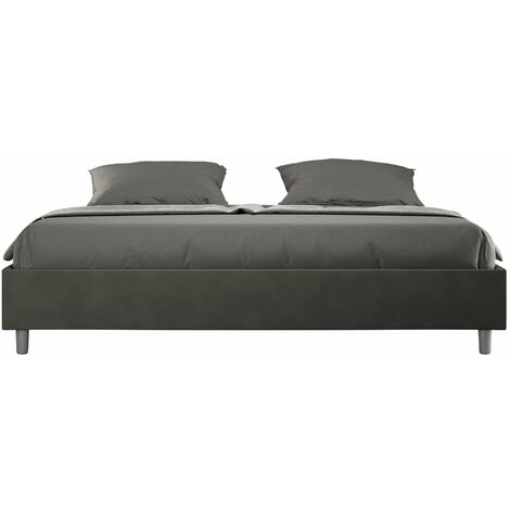 Letto Matrimoniale Extra Large Sommier 200x200 cm con Rete Azelia Grigio