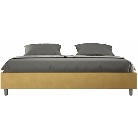 Letto Matrimoniale Extra Large Sommier 200x200 cm con Rete Azelia Ocra