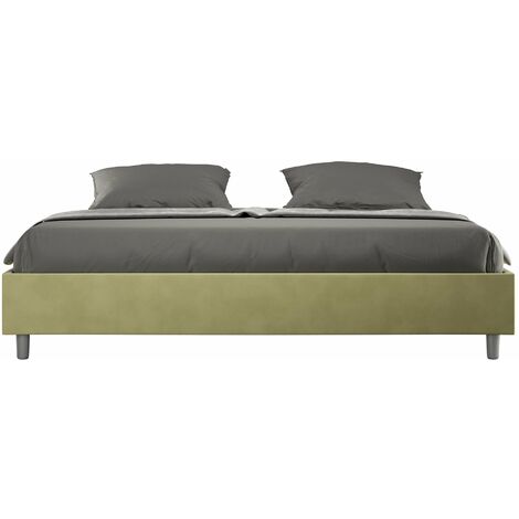 Letto Matrimoniale Extra Large Sommier 200x200 cm con Rete e Contenitore Azelia Tè Verde