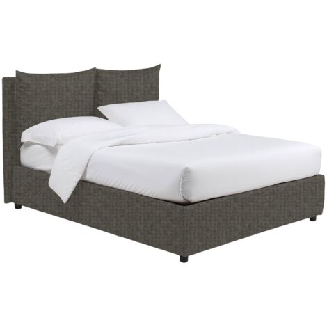 Letto Matrimoniale Formby, Sfoderabile, Contenitore Made in Italy, Grigio Tortora