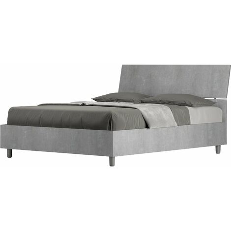 Letto Matrimoniale Francese 140x190 cm con Rete Demas Testata Inclinata Cemento