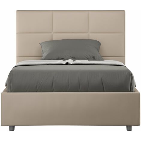 giordano shop Letto Matrimoniale Francese 140x190 cm con Rete Mika Sabbia