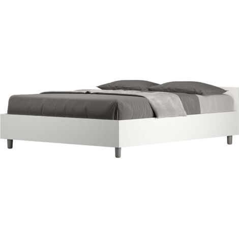 Letto Matrimoniale Francese 140x190 cm con Rete e Contenitore Nuamo Bianco Frassino