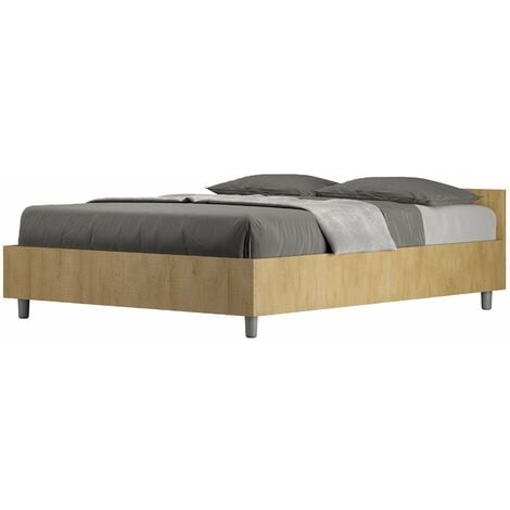 Letto contenitore ghisa e quercia naturale