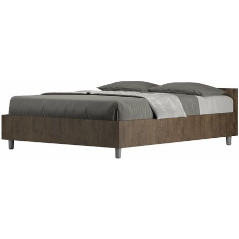 Letto Matrimoniale Francese 140x190 cm con Rete Nuamo Noce