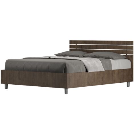 Letto Matrimoniale Francese 140x190 cm Senza Rete Ankel Testata Doghe Dritta Noce