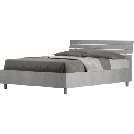 Letto Matrimoniale Francese 140x190 cm Senza Rete Ankel Testata Doghe Inclinata Cemento