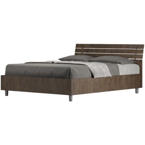 Letto Matrimoniale Francese 140x190 cm Senza Rete Ankel Testata Doghe Inclinata Noce