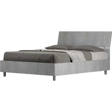 Letto Matrimoniale Francese 140x190 cm Senza Rete Demas Testata Inclinata Cemento