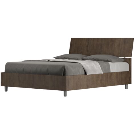 Letto Matrimoniale Francese 140x190 cm Senza Rete Demas Testata Inclinata Noce