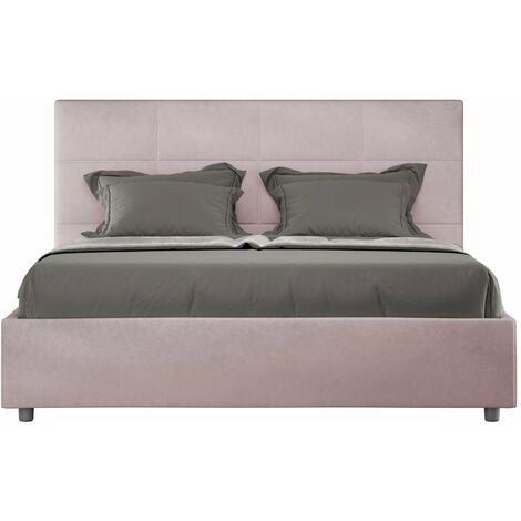 Letto matrimoniale rivestito in Lycra con piedini e contenitore -  Gardinistore