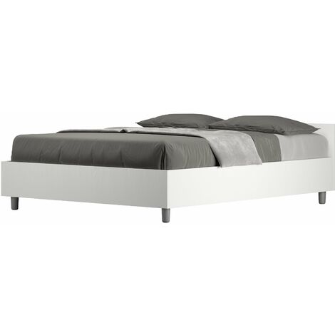 Letto Matrimoniale Francese 140x200 cm con Rete e Contenitore Nuamo Bianco Frassino