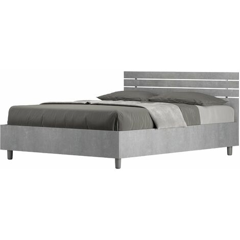 Letto Matrimoniale Francese 140x200 cm con Rete Testata Doghe Dritta Ankel Grigio