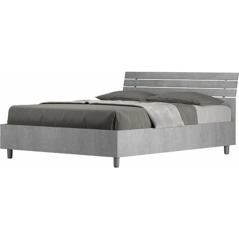 Letto Matrimoniale Francese 140x200 cm con Rete Testata Doghe Inclinata Ankel Grigio