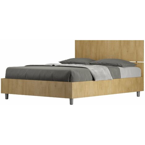 Letto Matrimoniale Francese 140x200 cm con Rete Testata Dritta Demas Quercia Natura
