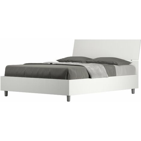 Letto Matrimoniale Francese 140x200 cm con Rete Testata Inclinata Demas Bianco Frassino