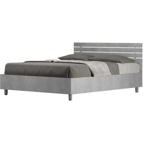 Letto Matrimoniale Francese 140x200 cm Senza Rete Testata Doghe Dritta Ankel Grigio