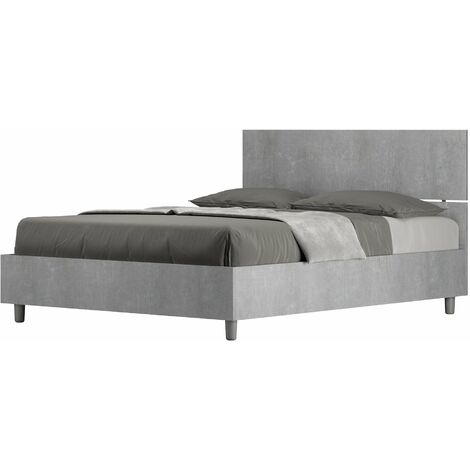 Letto Matrimoniale Francese 140x200 cm Senza Rete Testata Dritta Demas Grigio
