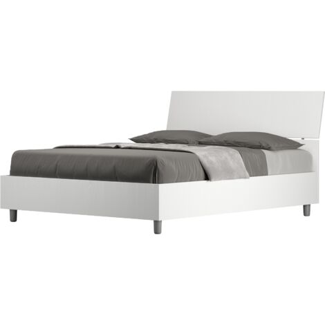 Letto Matrimoniale Francese 140x200 cm Senza Rete Testata Inclinata Demas Bianco Frassino