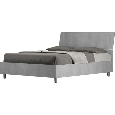 Letto Matrimoniale Francese 140x200 cm Senza Rete Testata Inclinata Demas Grigio