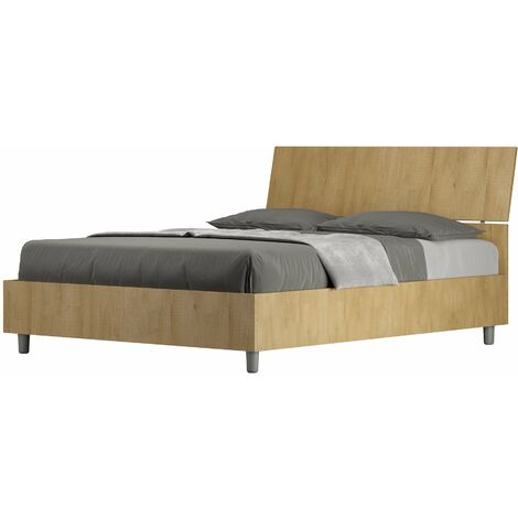 Letto Matrimoniale Francese 140x200 cm Senza Rete Testata Inclinata Demas Quercia Natura