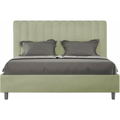 Letto Matrimoniale Francese 140x210 cm con Rete e Contenitore Agueda Tè verde
