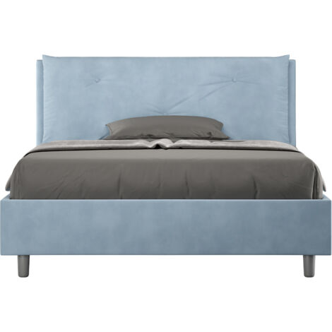 Letto Matrimoniale Francese 140x210 cm Senza Rete Imbottito in Microfibra Appia Large Azzurro
