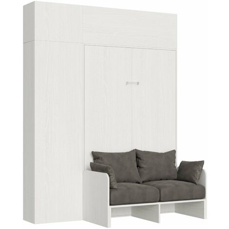 Letto Matrimoniale Francese a Scomparsa Salvaspazio con Sofà Kentaro H250 cm Bianco