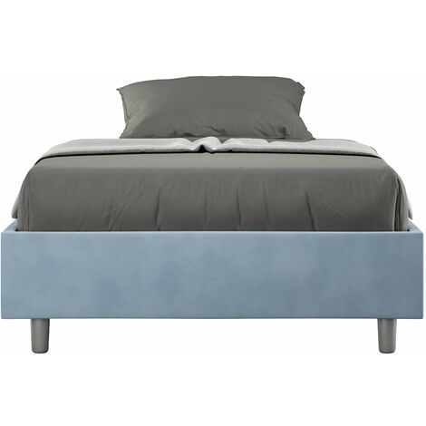 Letto Matrimoniale Francese Sommier 140x210 cm con Rete Azelia Azzurro