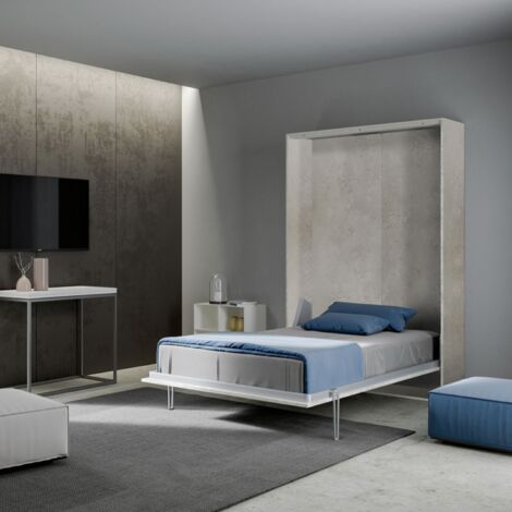 Letto matrimoniale francese THERES a scomparsa verticale Grigio 154x39xh210 cm