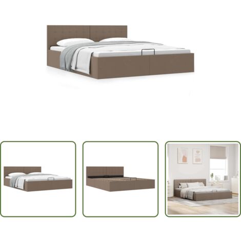 Letto matrimoniale -  Giroletto con Contenitore Grigio Talpa in Tessuto 160x200 cm
