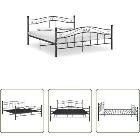 Letto matrimoniale -  Giroletto Nero in Metallo 200x200 cm