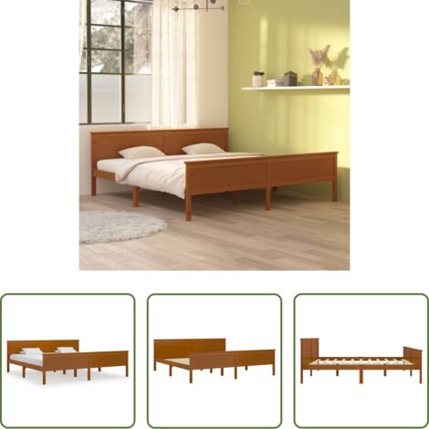 Letto matrimoniale - Giroletto senza Materasso Ambra in Legno di Pino 200x200 cm