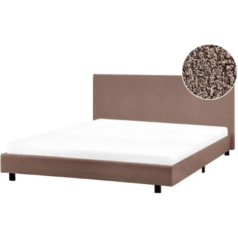 Letto matrimoniale imbottito bouclé marrone 180 x 200 cm Albi