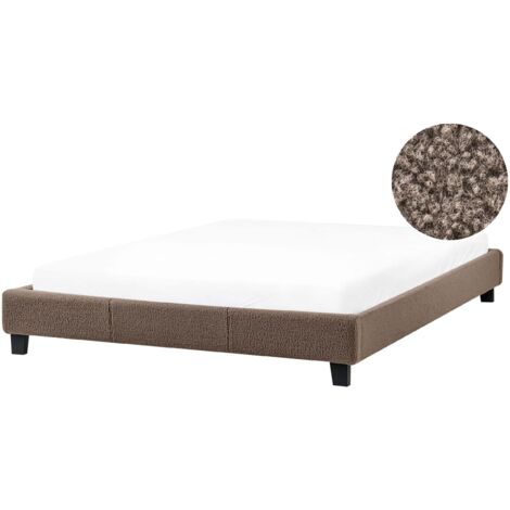 Letto matrimoniale imbottito bouclé tortora 160 x 200 cm Roanne