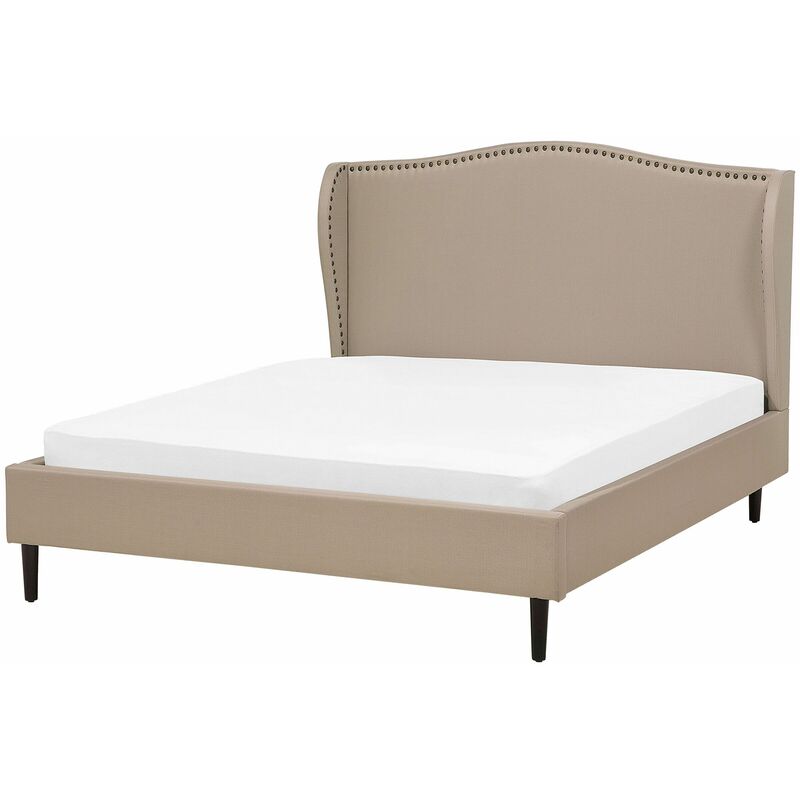 Letto Imbottito Velluto Beige a Doghe Testiera Trapuntata 140 x 200 cm Colmar