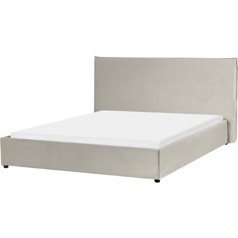Letto matrimoniale imbottito velluto tortora 160 x 200 cm Lavaur