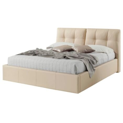 Letto matrimoniale in ecopelle crema c-contenitore 182x216xh.104 cm EFFEZ