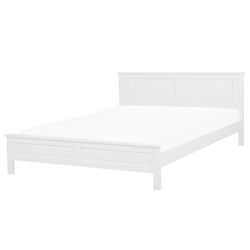 Beliani Letto In Legno Bianco Con Rete A Doghe E Testiera Alta 160 ...