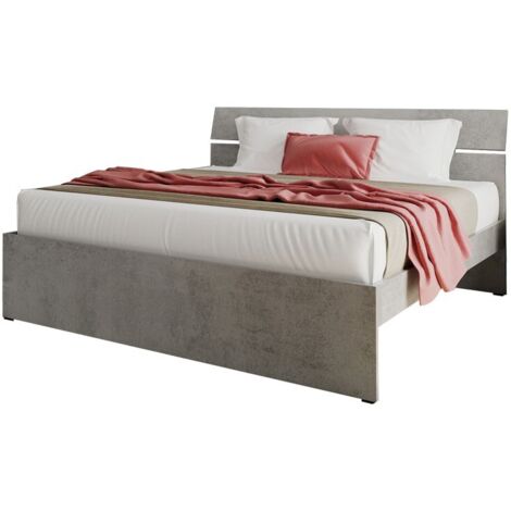 Letto matrimoniale in legno colore cemento