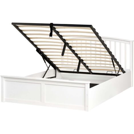 Letto matrimoniale in legno di pino con contenitore bianco 140 x 200 cm Clarbec