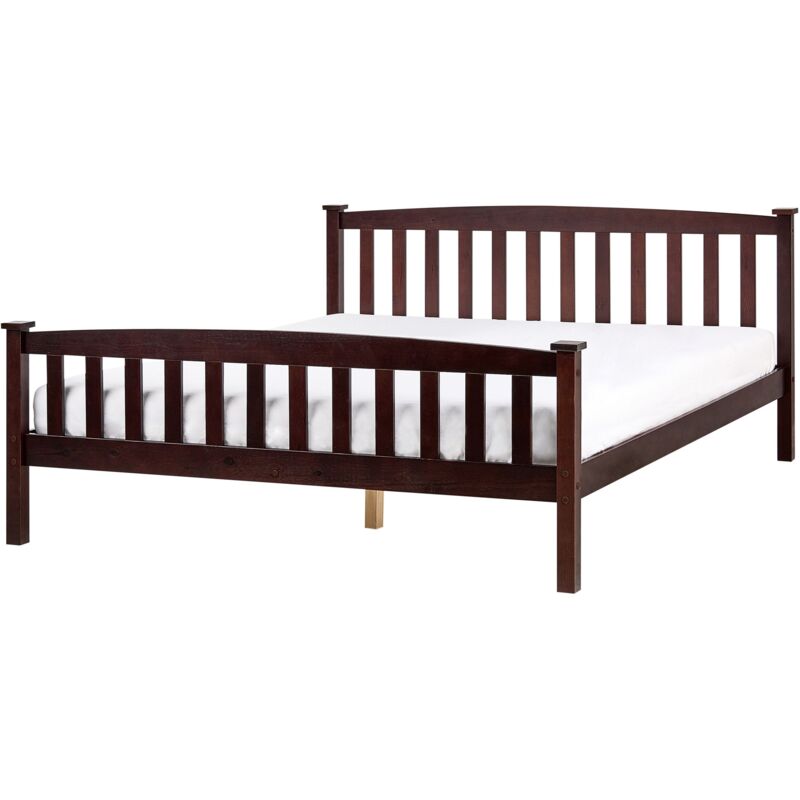 Beliani Letto Matrimoniale In Legno Di Pino Marrone Scuro 160 X 200...