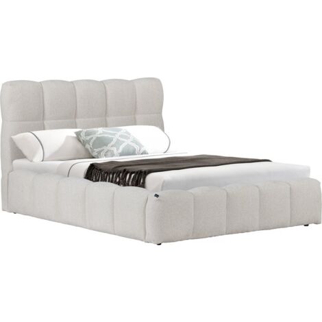 Letto matrimoniale in tessuto "Davos" con contenitore - 160 x 200 cm - Beige