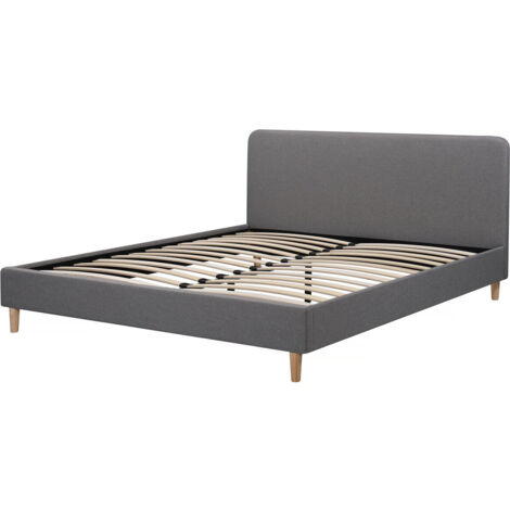 Letto matrimoniale in tessuto "Louise" - 140 x 190 cm - Grigio