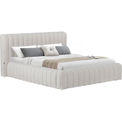 Letto matrimoniale in tessuto "Tignes" con contenitore - 160 x 200 cm - Beige