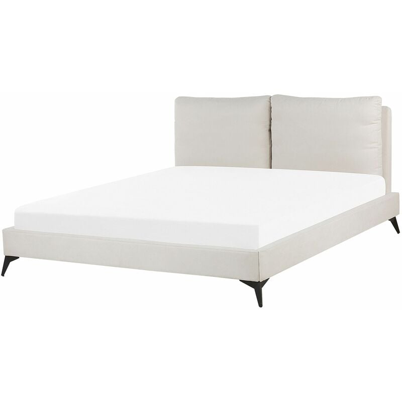 Letto imbottito moderno in velluto beige 180 x 200 cm con rete a doghe Melle