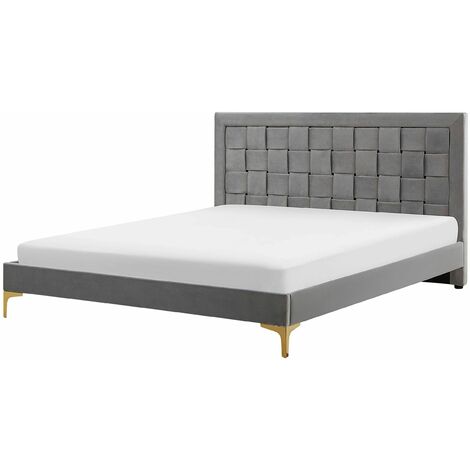 Letto Matrimoniale in Velluto con Rete a doghe 180 x 200 cm LIMOUX