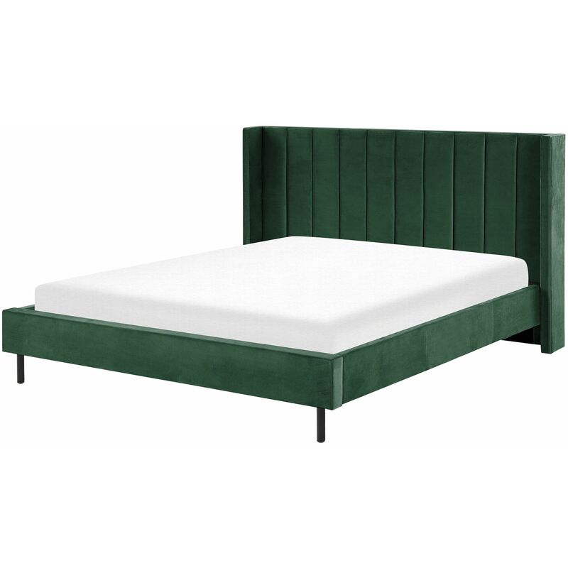 Letto matrimoniale in velluto verde scuro 180 x 200 cm Villette