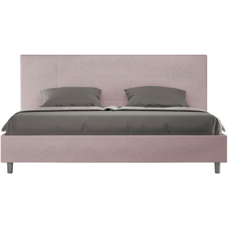 Letto Matrimoniale King Size 180x190 cm con Rete e Contenitore Imbottito in Microfibra Mika Glicine